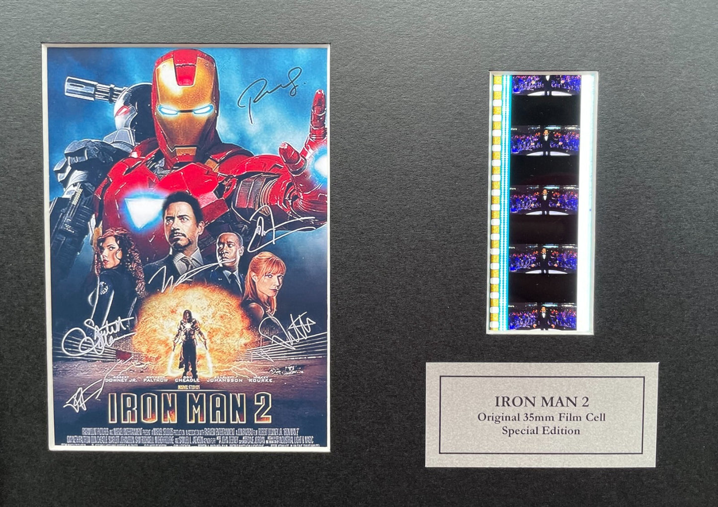 Hand crafted display featuring original 35mm film cells for IRON MAN 2 fans vSR