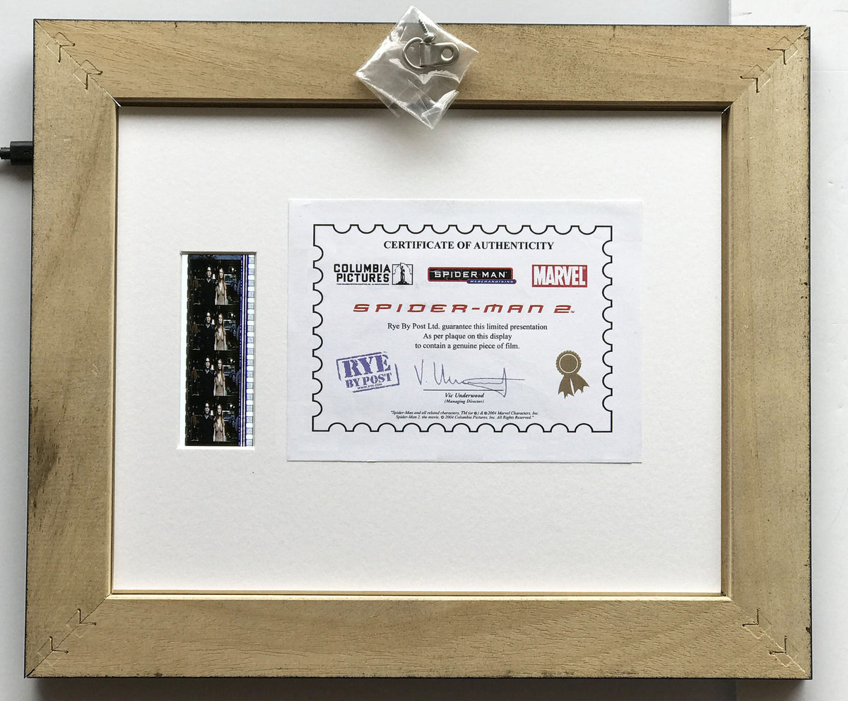 Handmade display featuring original 35mm film cells for a Spider-Man 2 fan v1