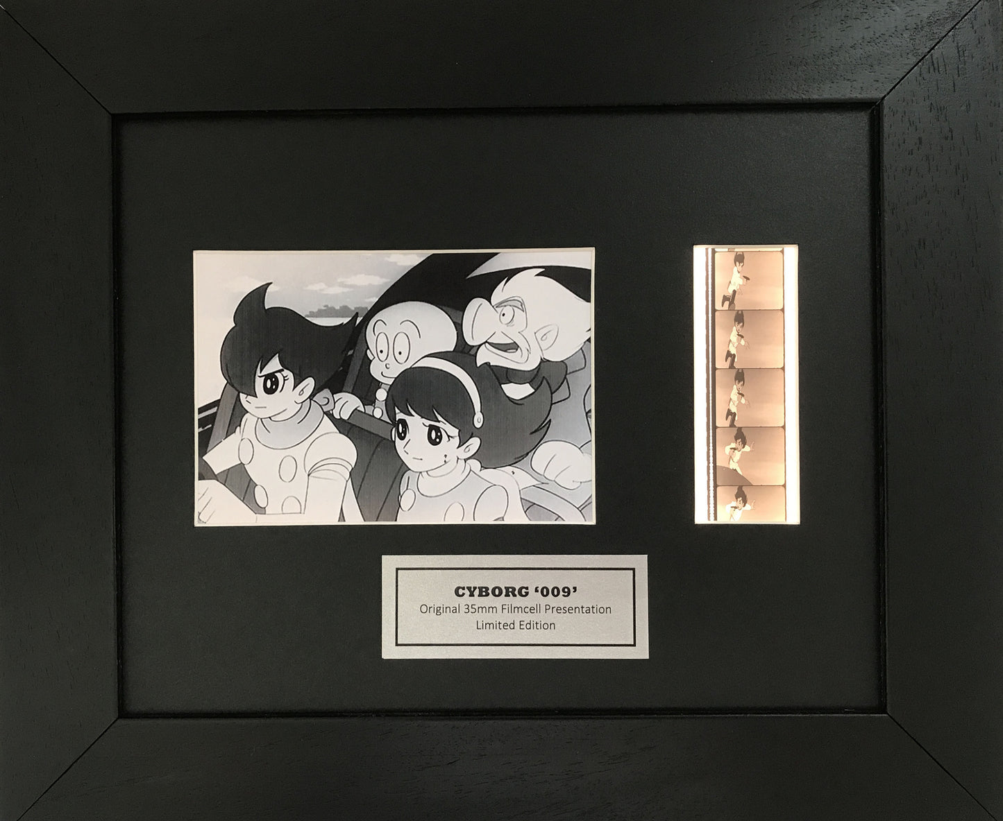 Hand crafted display featuring original 35mm film cells for CYBORG 009 fans