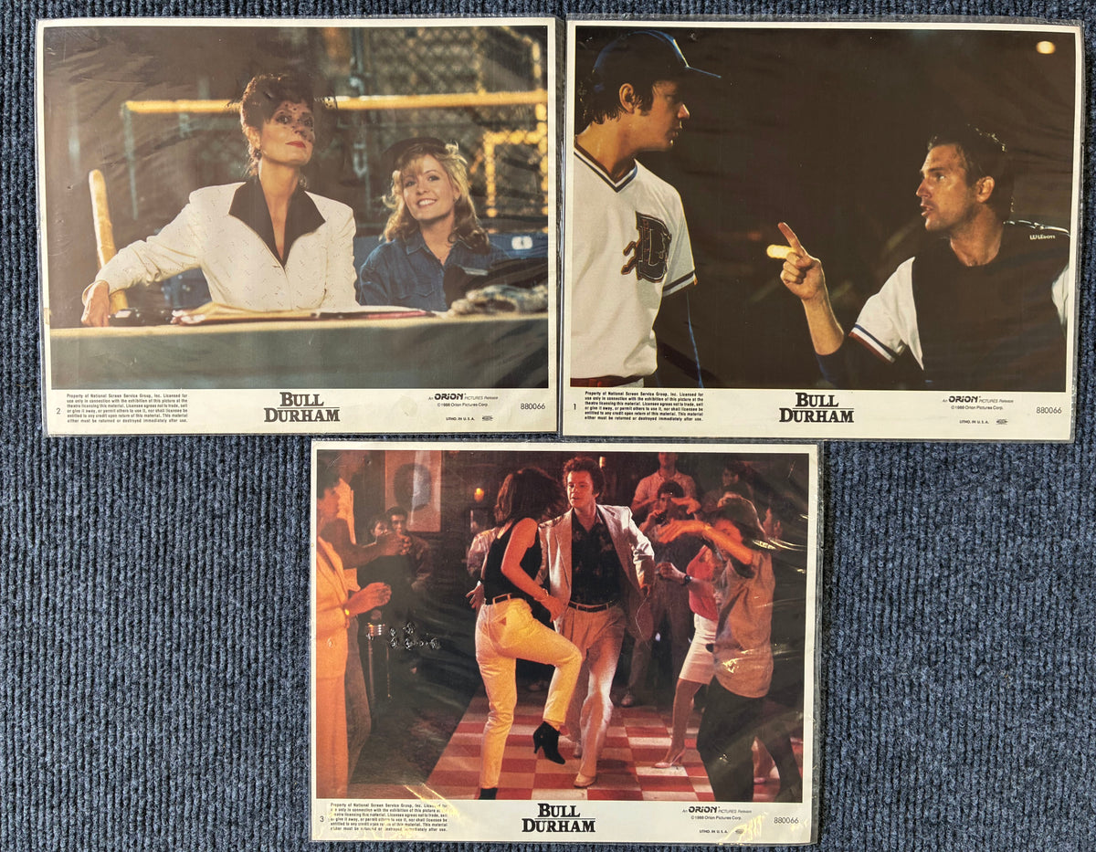 BULL DURHAM (1988) Original Lobby Cards x 3 with Susan Sarandon