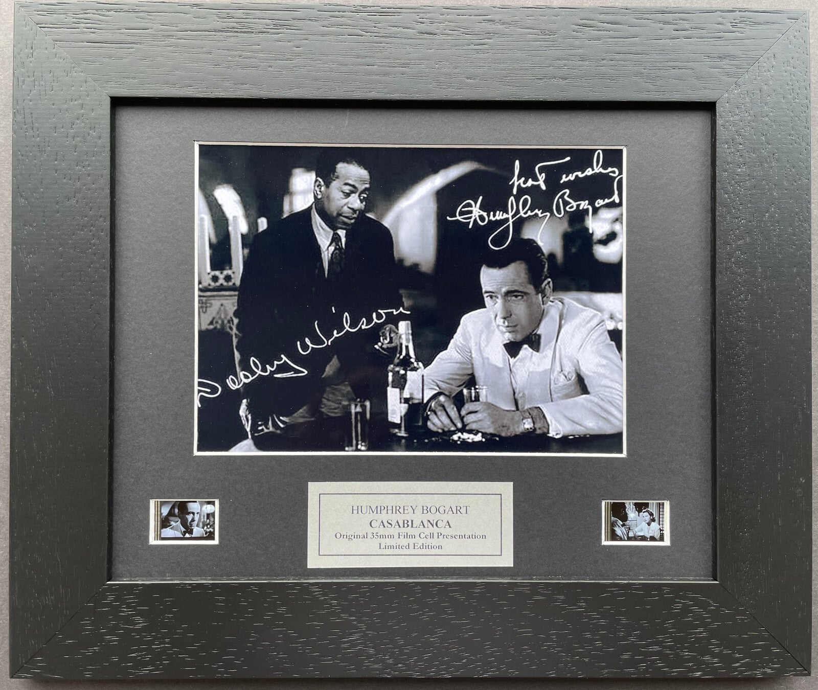 CASABLANCA 1942 Original 35mm film Cell Memorabilia + Bogart Signed Repro