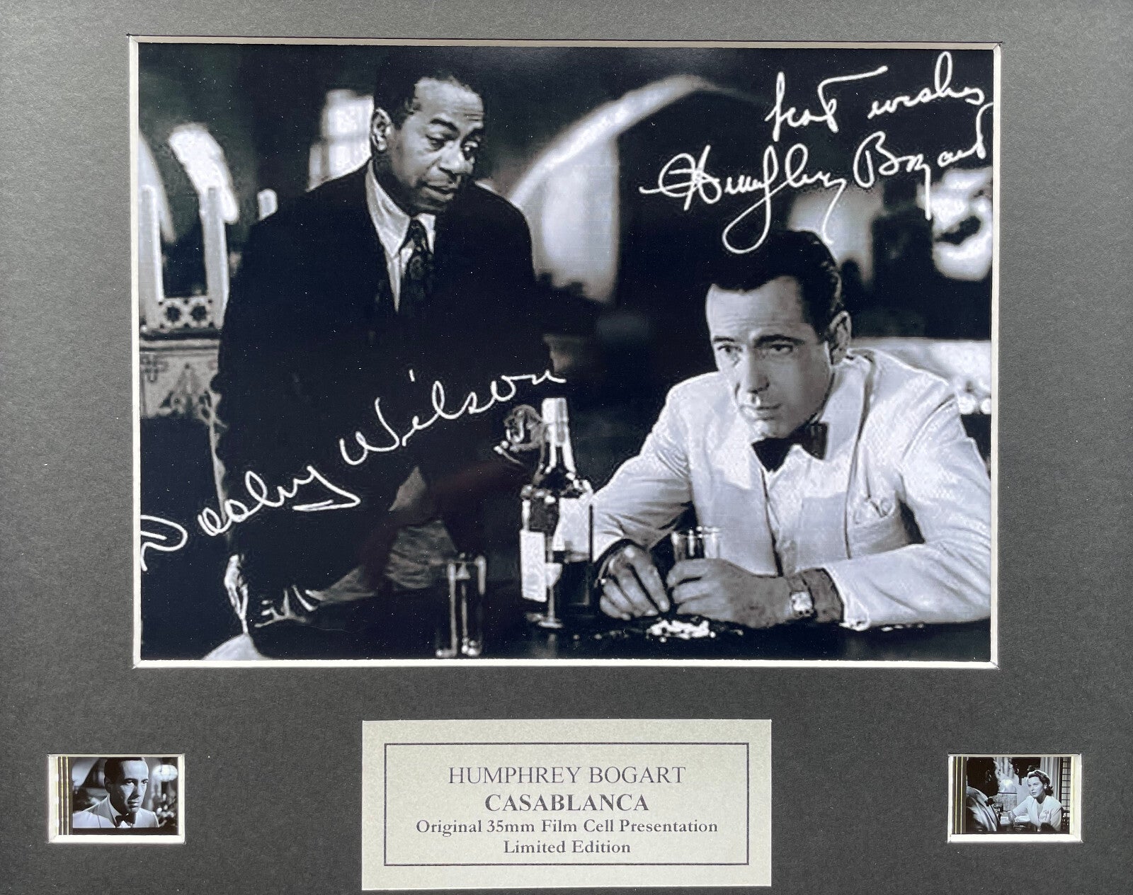 CASABLANCA 1942 Original 35mm film Cell Memorabilia + Bogart Signed Repro