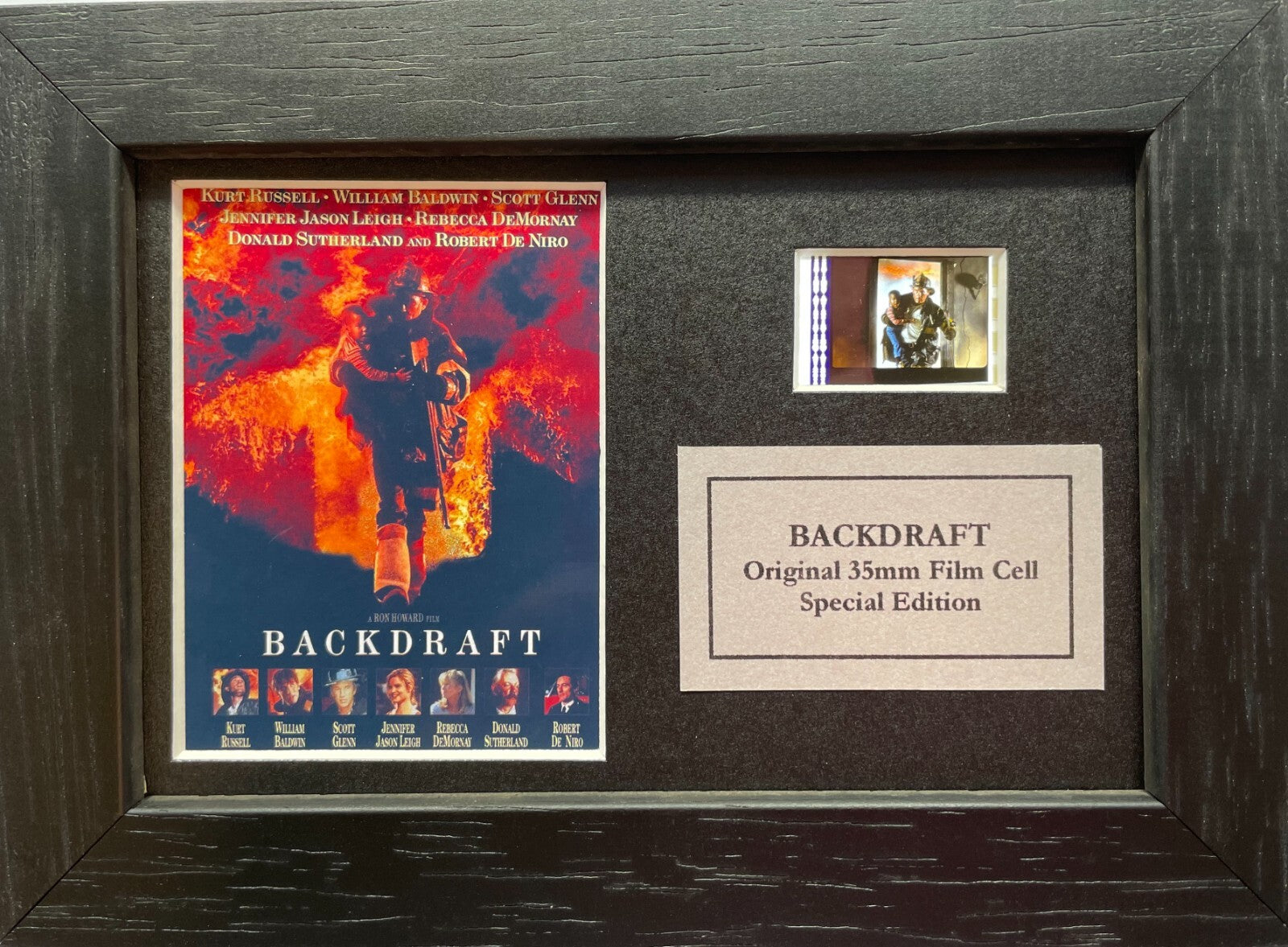 BACKDRAFT of 1991 (Kurt Russell) Original Mini 35mm film cell Memorabilia + COA