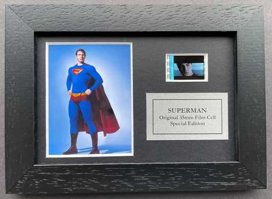 Hand crafted display featuring original Mini film cell for SUPERMAN RETURNS fans