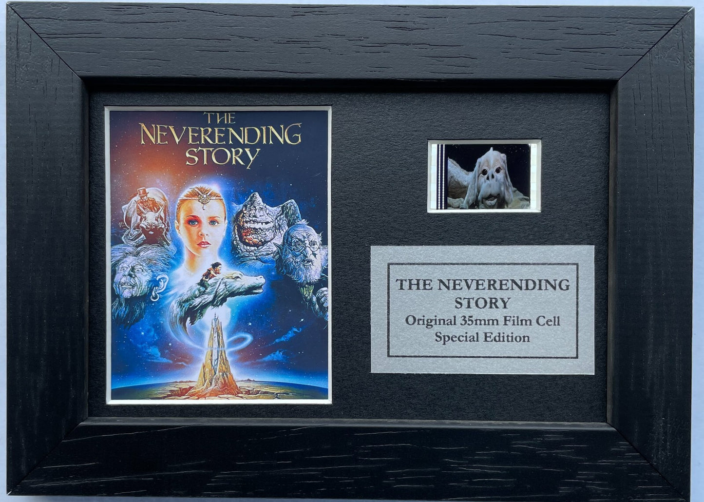 Hand crafted display featuring original filmcell for a The NeverEnding Story fan