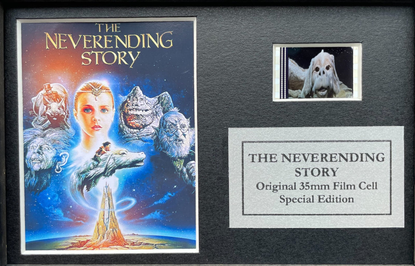 Hand crafted display featuring original filmcell for a The NeverEnding Story fan