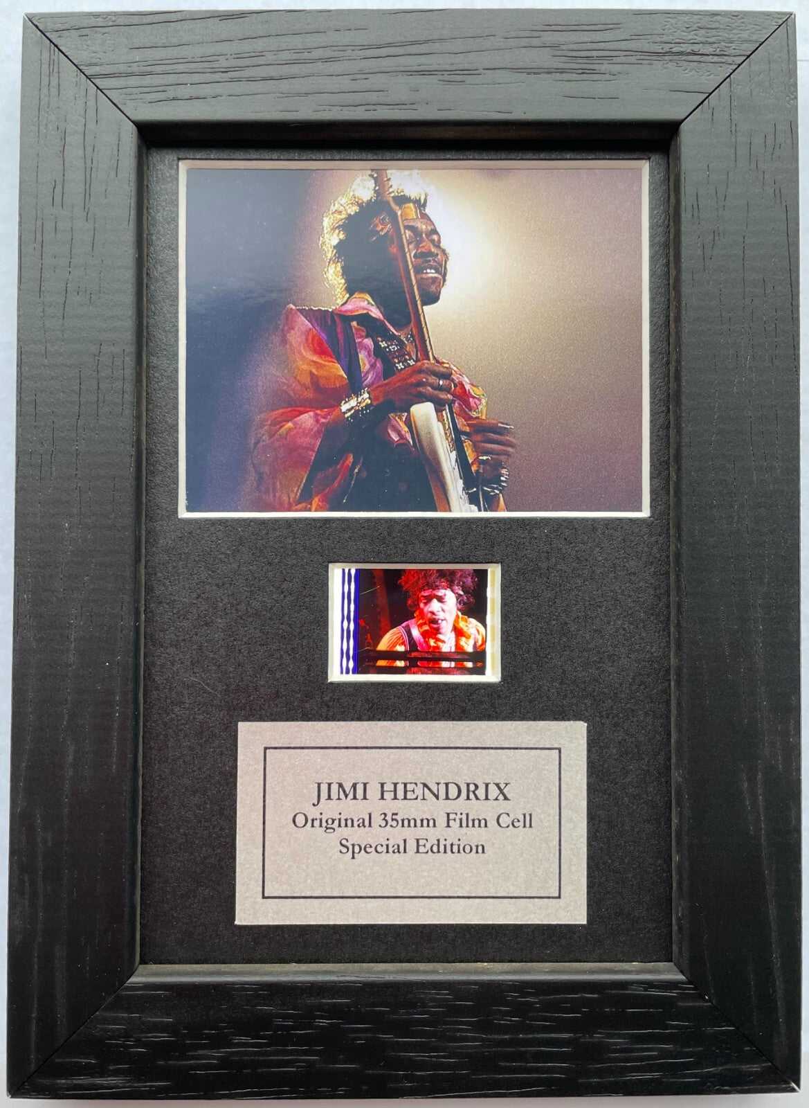 Hand crafted display featuring original Mini film cells for a JIMI HENDRIX fan