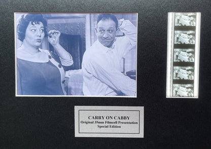 Hand crafted display featuring original 35mm film cells for CARRY ON CABBY fans