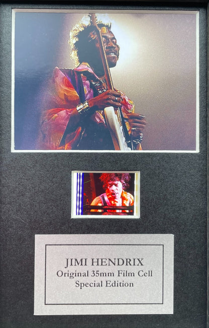 Hand crafted display featuring original Mini film cells for a JIMI HENDRIX fan