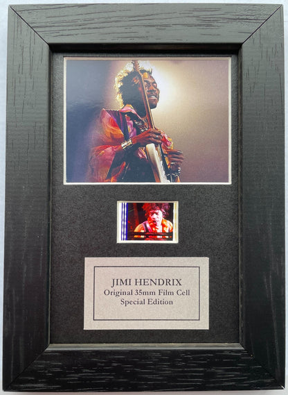 Hand crafted display featuring original Mini film cells for a JIMI HENDRIX fan