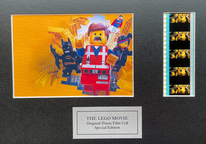 Hand crafted display featuring original 35mm film cells for THE LEGO MOVIE fans