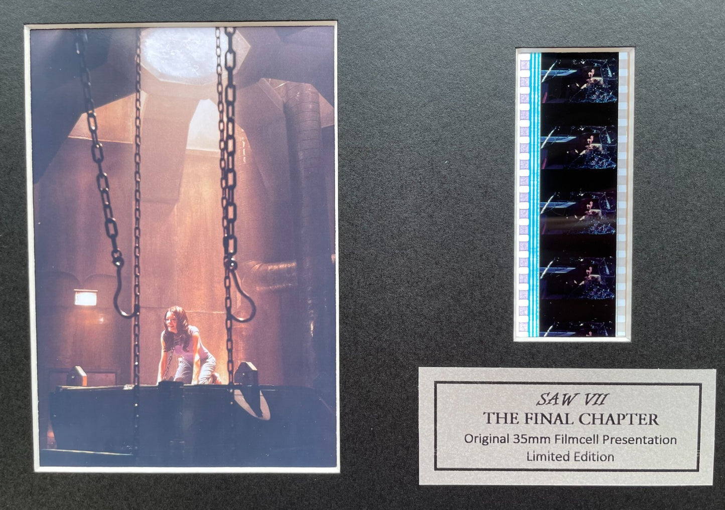 Handmade display inc original 35mm filmcells for a SAW VII The Final Chapter fan