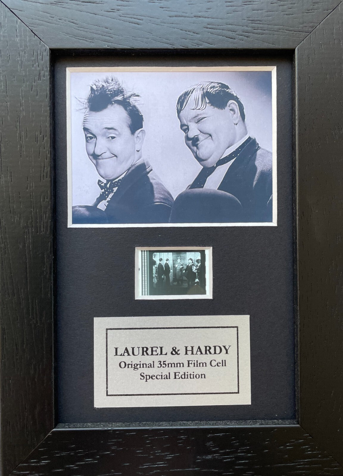 LAUREL & HARDY Original Rare 35mm Mini Filmcell set within Quality Wooden Frame
