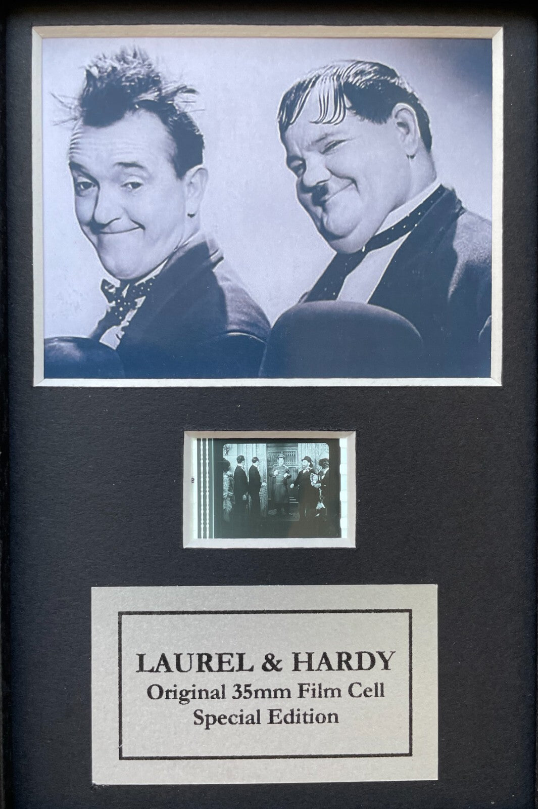 LAUREL & HARDY Original Rare 35mm Mini Filmcell set within Quality Wooden Frame