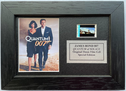 Handmade display featuring original Mini filmcell for 007 QUANTUM OF SOLACE fans