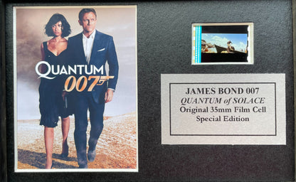 Handmade display featuring original Mini filmcell for 007 QUANTUM OF SOLACE fans