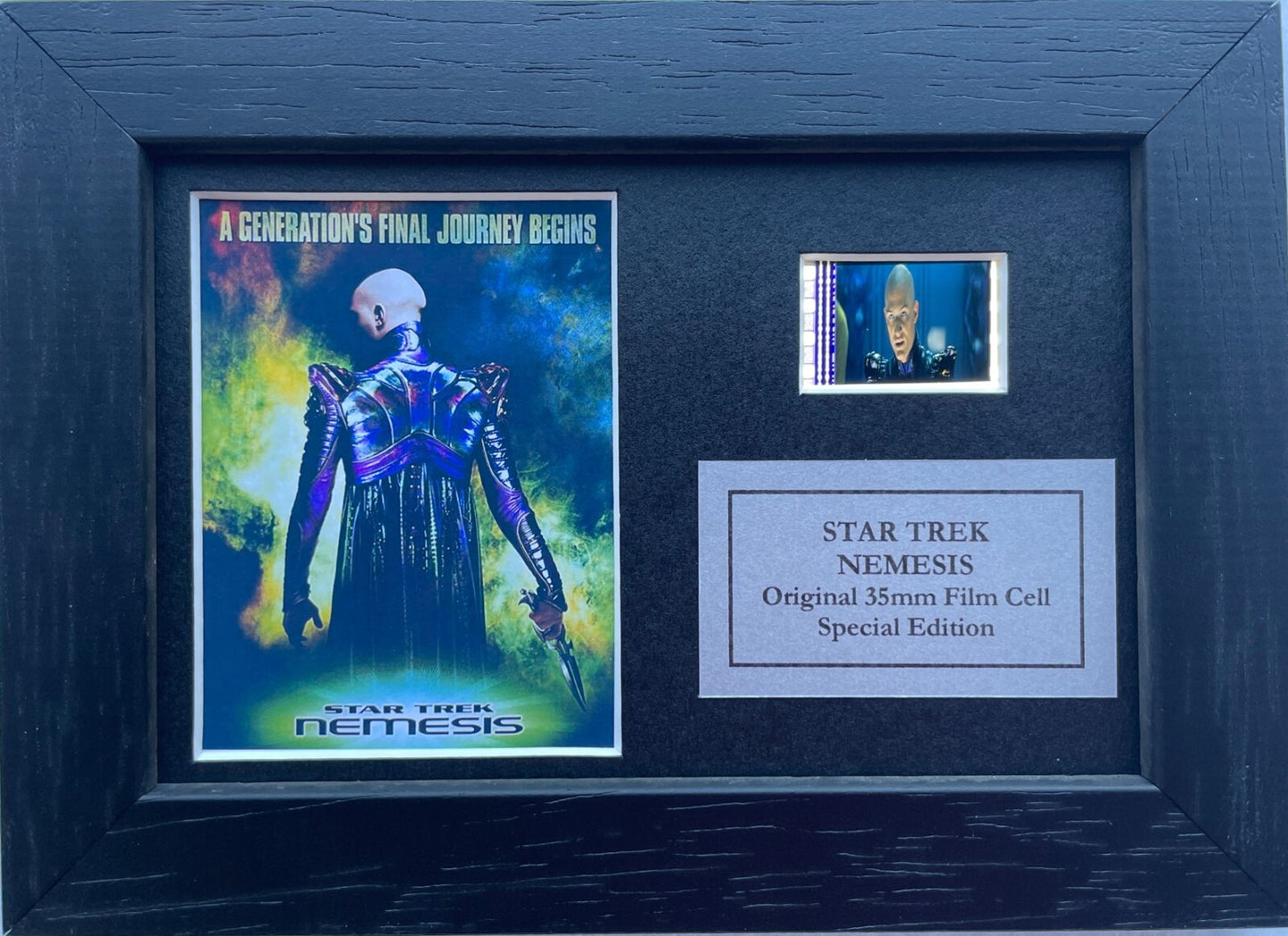 Hand crafted display featuring original film cell for a Star Trek NEMESIS fan