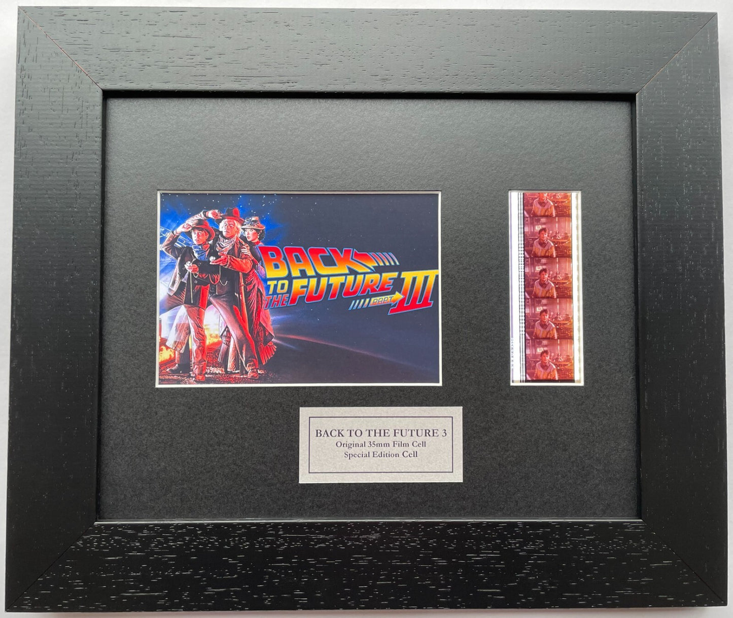 Handmade display featuring original film cells for BACK To The FUTURE III fans