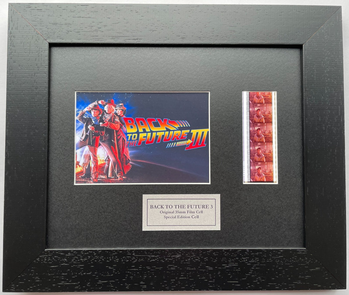 Handmade display featuring original film cells for BACK To The FUTURE III fans