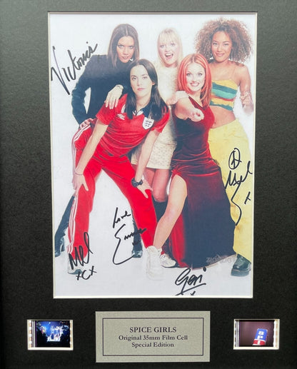 SPICE GIRLS Signed Repro + Original 35mm Film Cell set in Quality Wood Frame