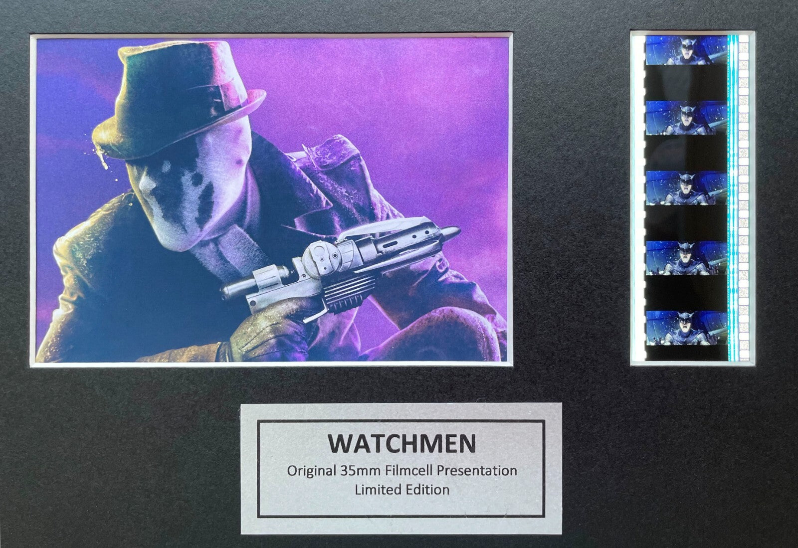 Hand crafted display featuring original 35mm film cells for a WATCHMEN fan v2