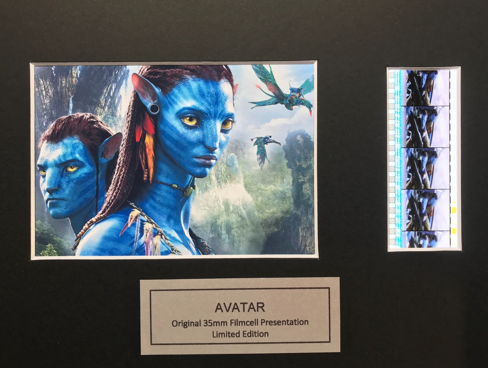 Hand crafted display featuring original 35mm film cells for an AVATAR 2009 fan