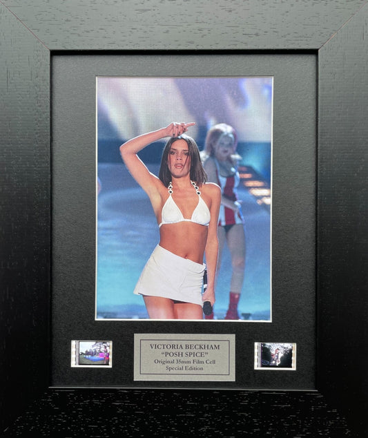 Hand crafted display featuring original film cells for a VICTORIA BECKHAM fan