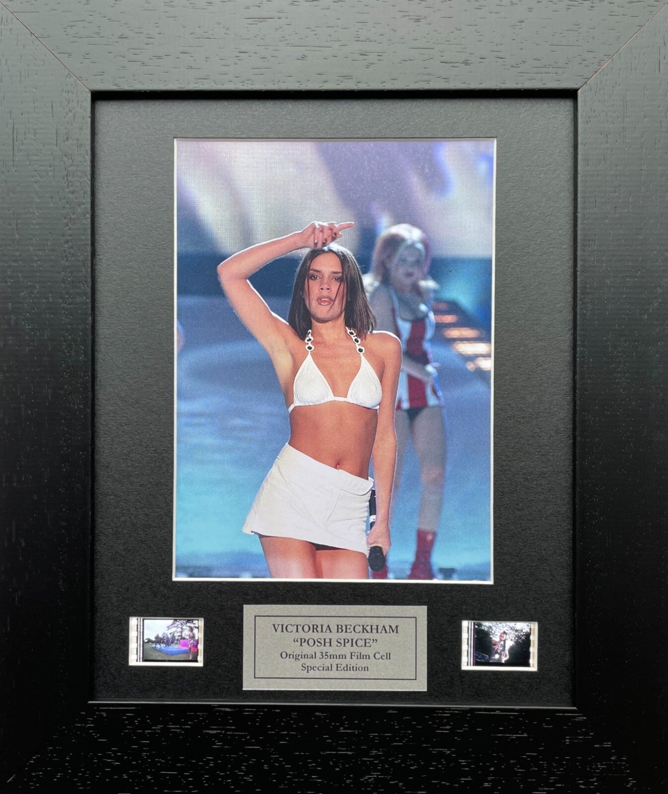 Hand crafted display featuring original film cells for a VICTORIA BECKHAM fan