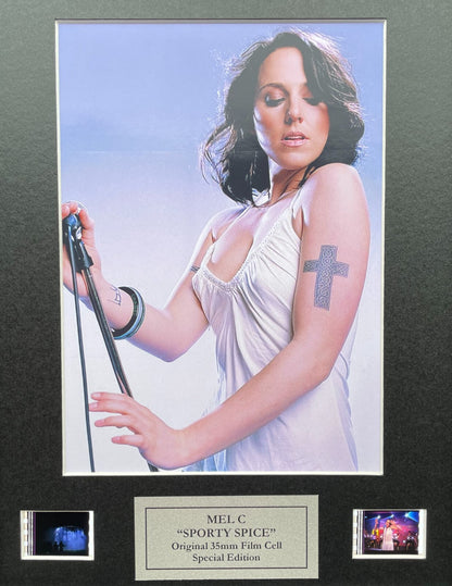 Hand crafted display featuring original film cells for a Spice World Mel C fan