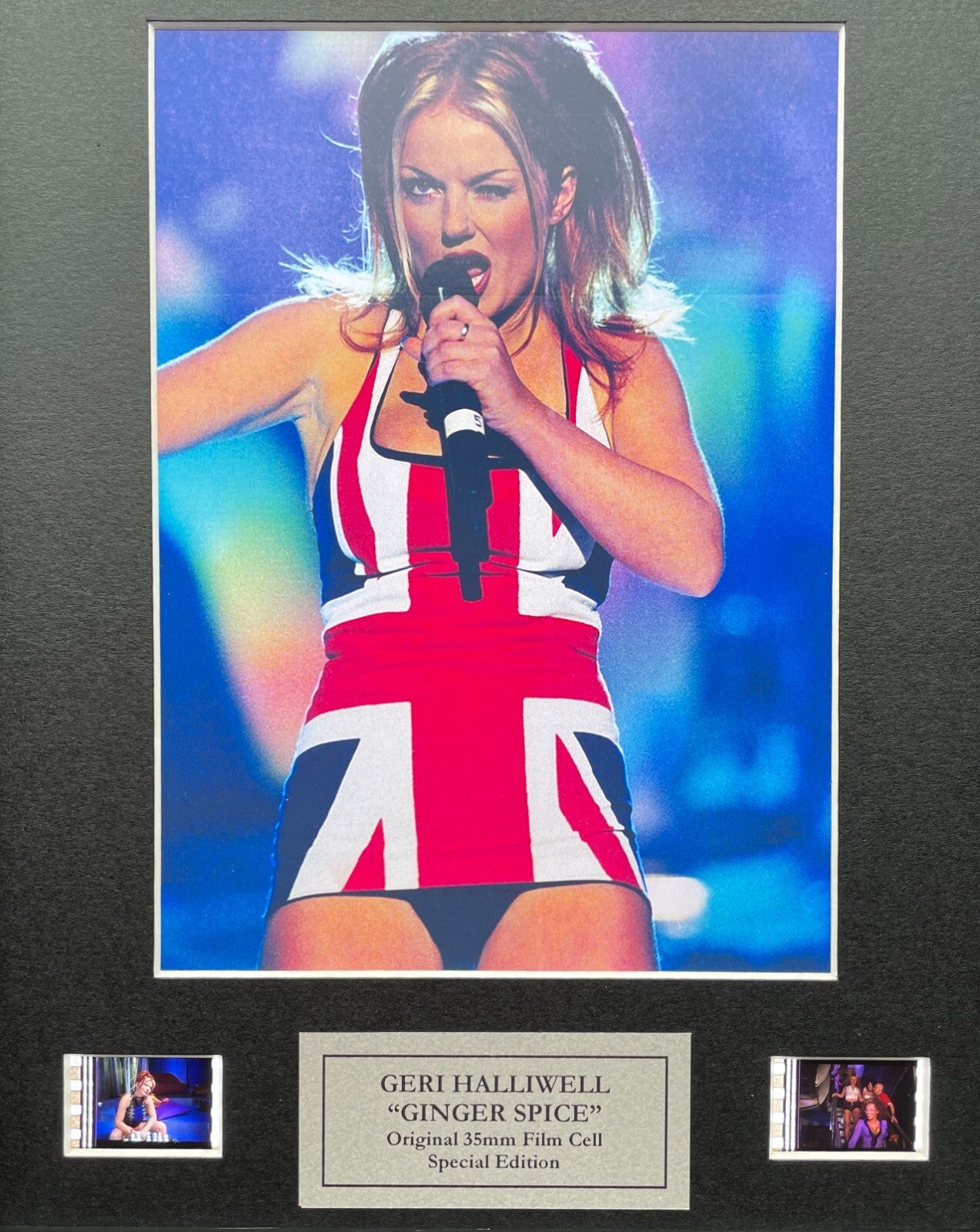 Hand crafted display featuring original film cells for a GERI HALLIWELL fan