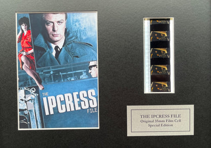 Hand crafted display featuring original 35mm filmcells for The Ipcress File fans