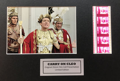 Handmade display featuring original filmcells for CARRY ON CLEO (Sid James) fans