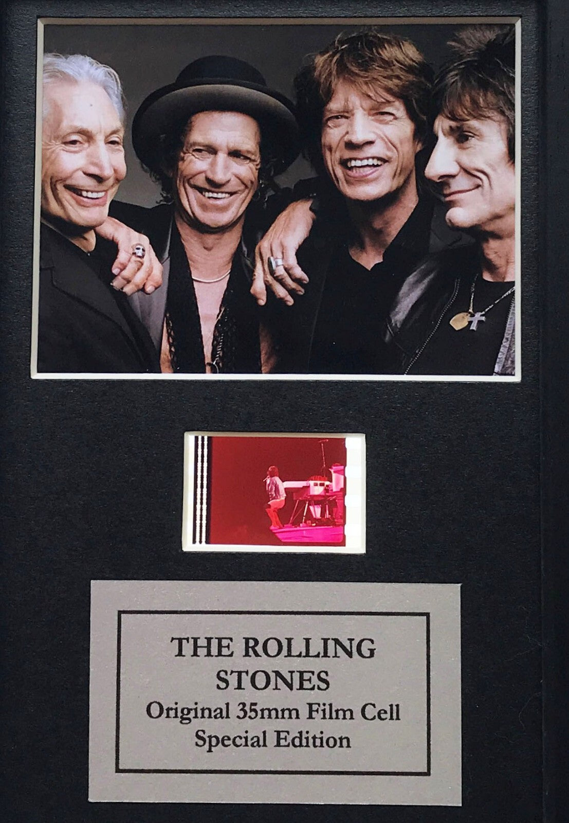 Handmade display featuring original Mini film cell for THE ROLLING STONES fans