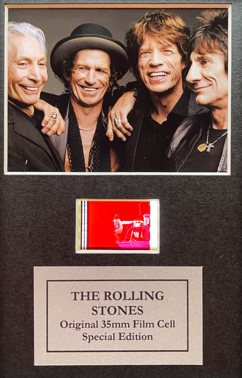 Handmade display featuring original Mini film cell for THE ROLLING STONES fans