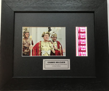 Handmade display featuring original filmcells for CARRY ON CLEO (Sid James) fans