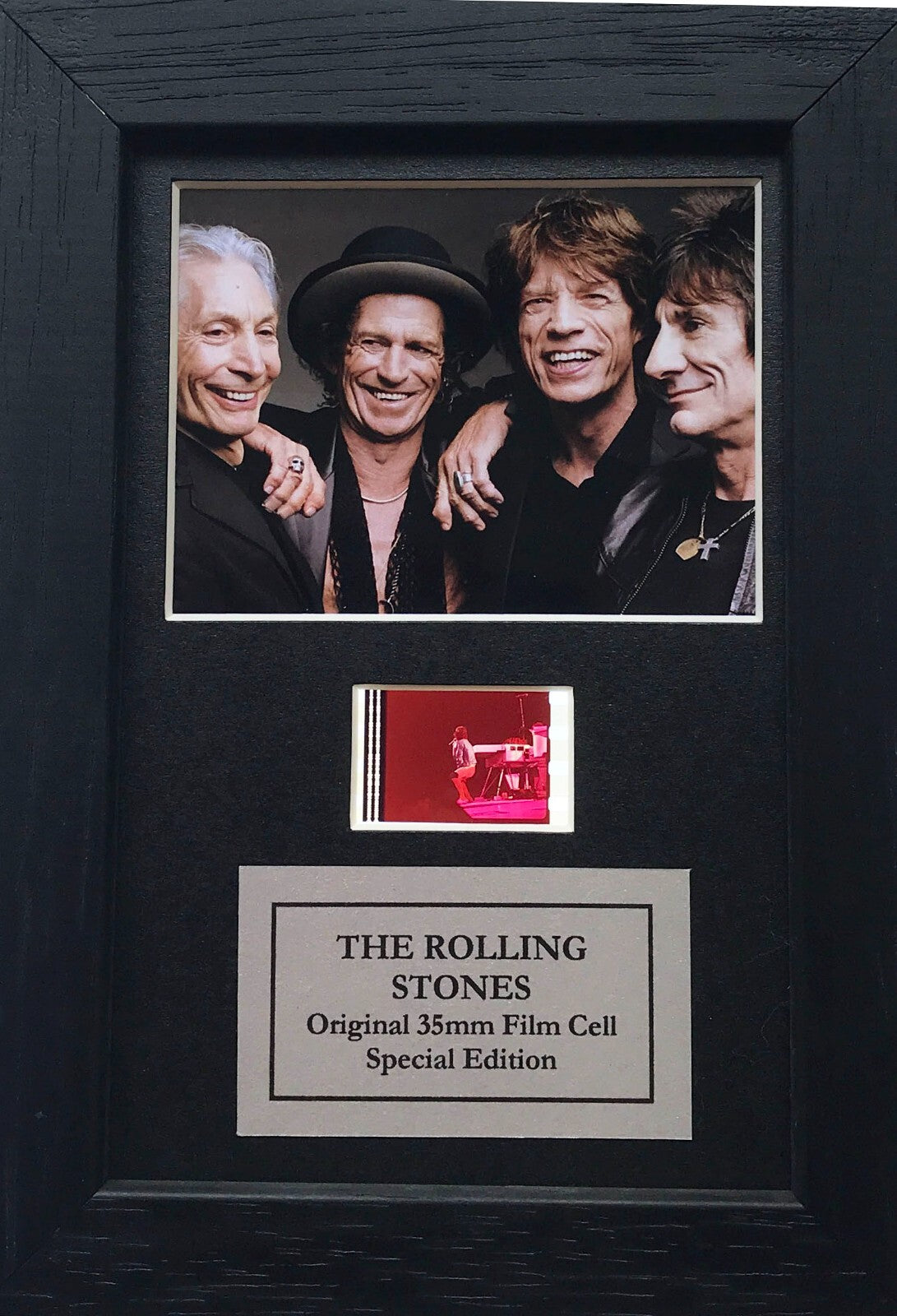 Handmade display featuring original Mini film cell for THE ROLLING STONES fans