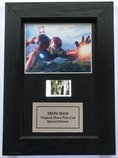 Hand crafted display featuring original Mini 35mm film cells for IRON MAN 2 fans