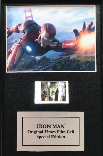 Hand crafted display featuring original Mini 35mm film cells for IRON MAN 2 fans