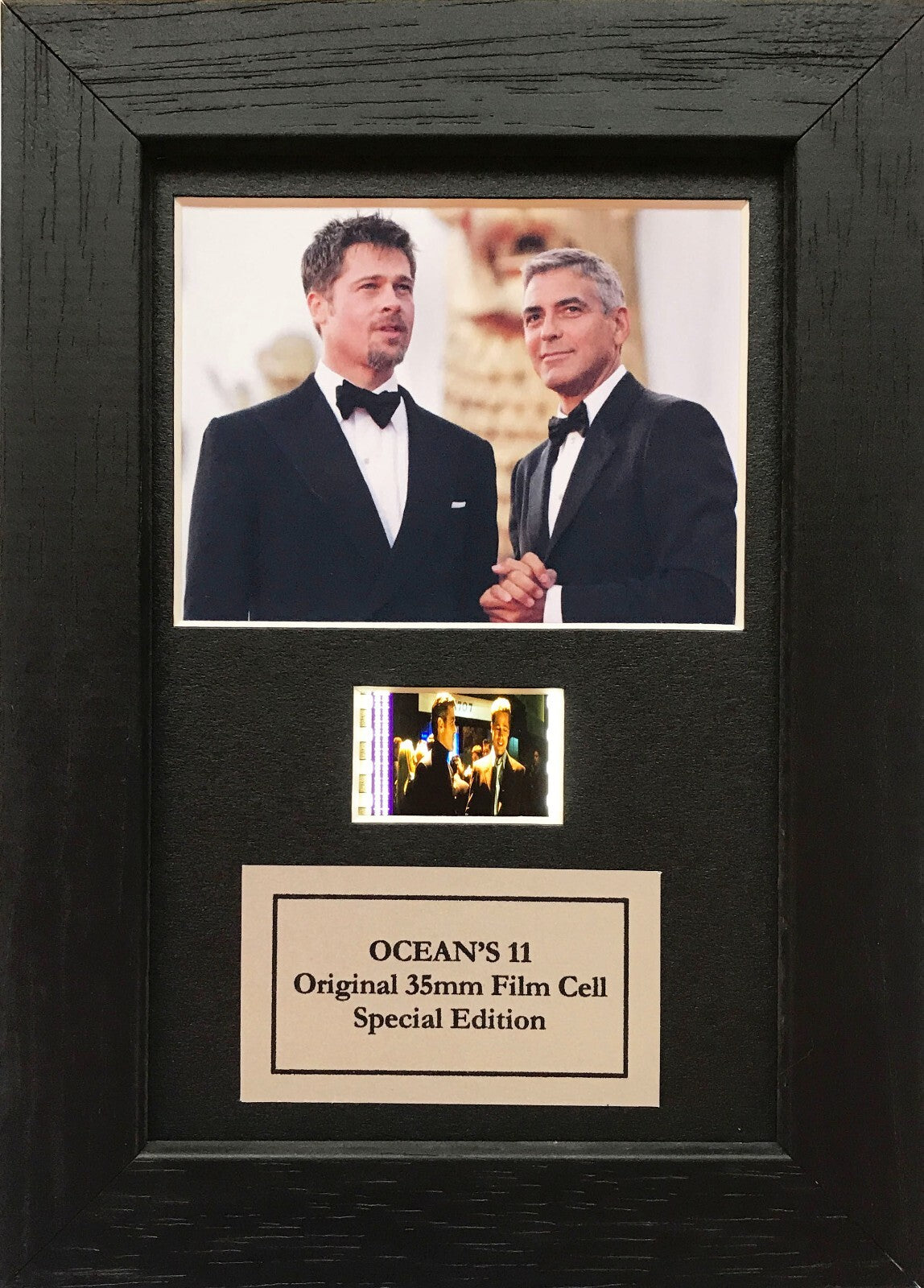 Hand crafted display featuring original Mini 35mm film cell for OCEAN'S 11 fans