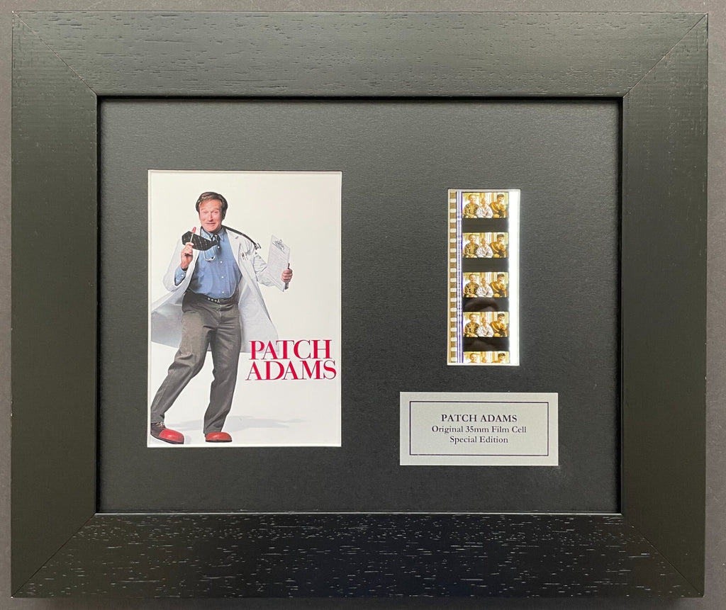Hand crafted display featuring original 35mm film cells for a PATCH ADAMS fan