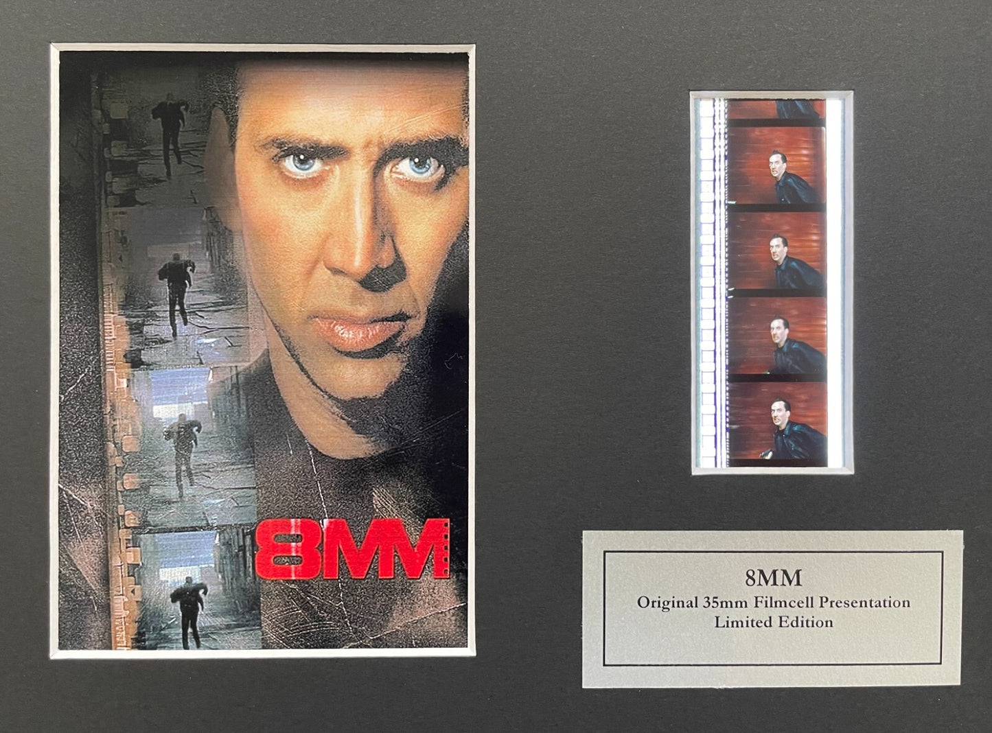 8MM (Nicolas Cage) Original 35mm Film Cells set within Quality Wood Frame + COA