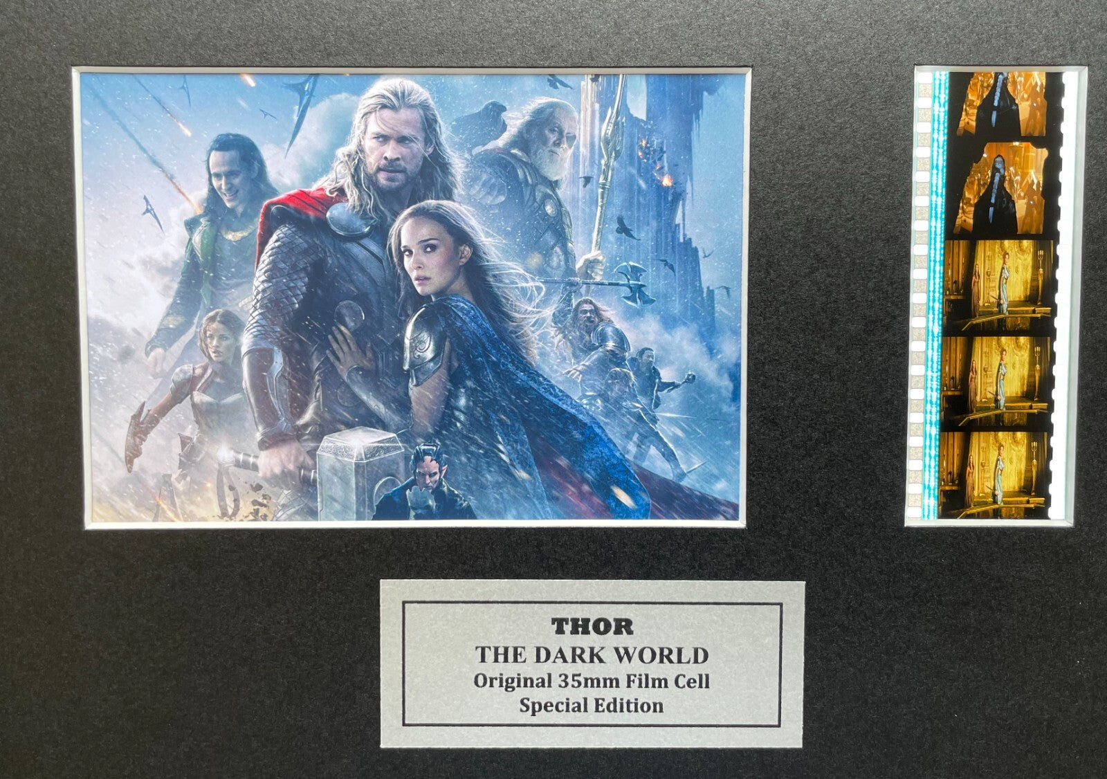 Hand crafted display featuring original 35mm film cells for a THOR fan v2 + COA