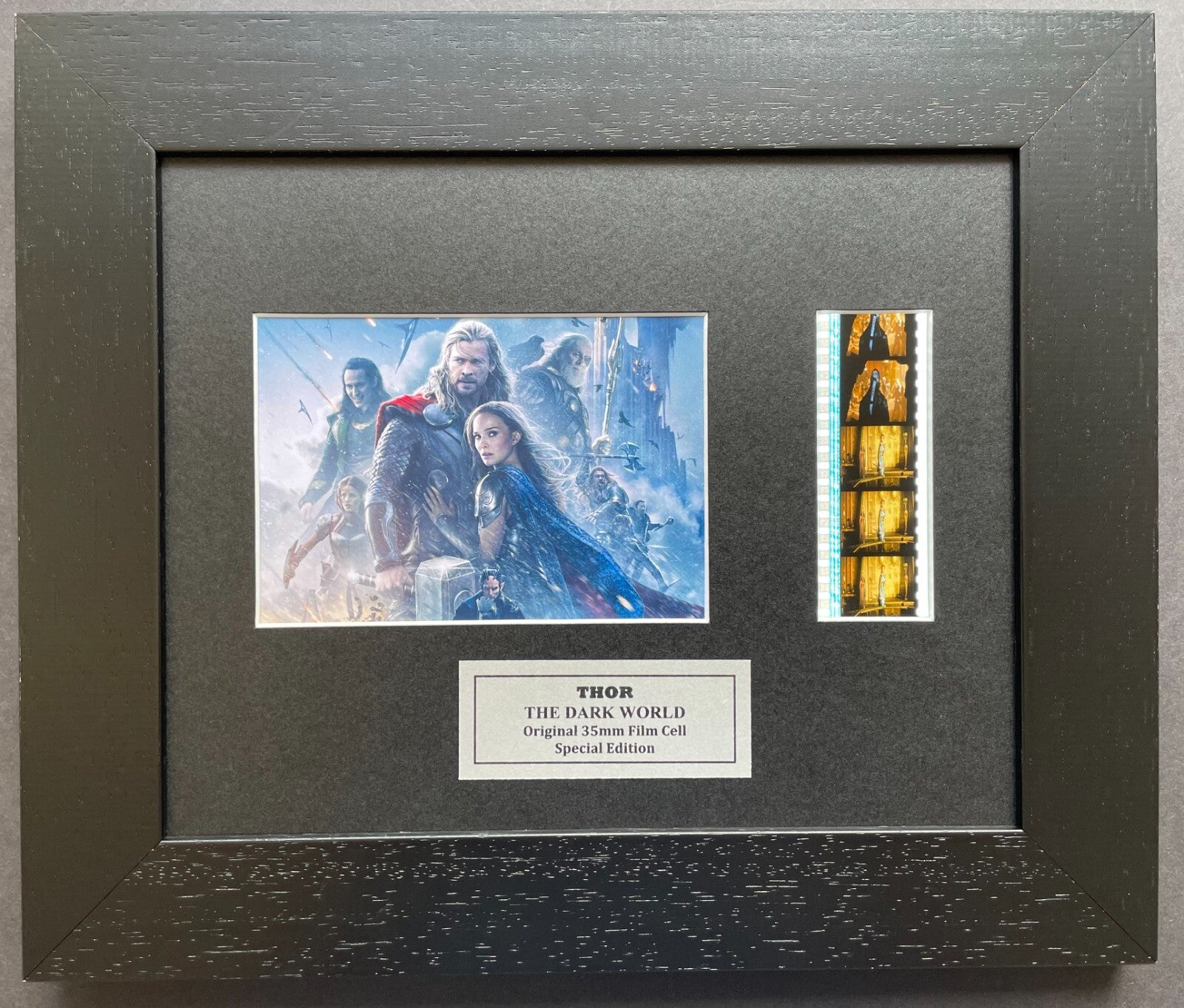 Hand crafted display featuring original 35mm film cells for a THOR fan v2 + COA