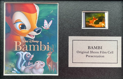 BAMBI Original Mini 35mm Film Cells set in Quality Wood Frame + COA