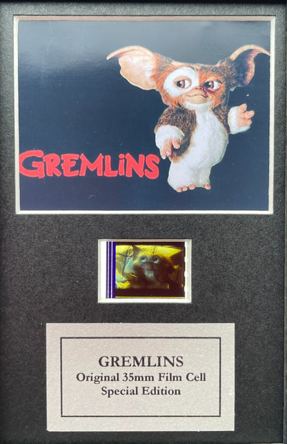 Hand crafted display featuring original Mini film cells for a Gremlins fan