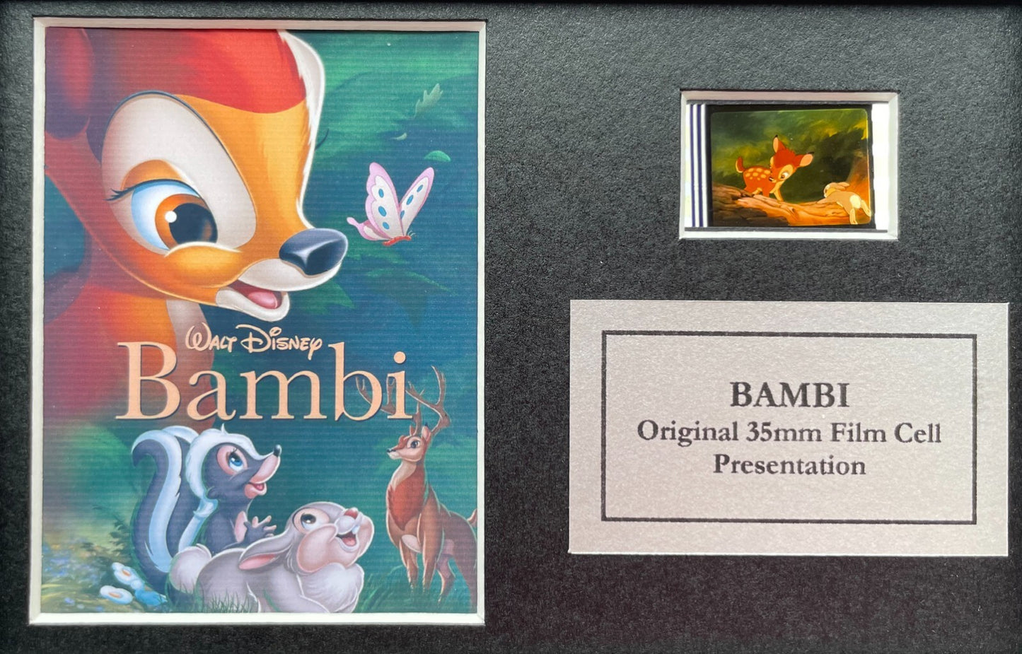 BAMBI Original Mini 35mm Film Cells set in Quality Wood Frame + COA