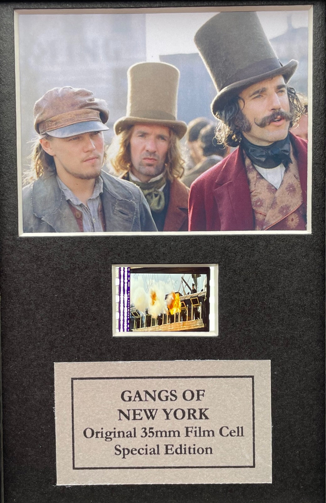 Handmade display featuring original Mini film cells for GANGS of NEW YORK fans