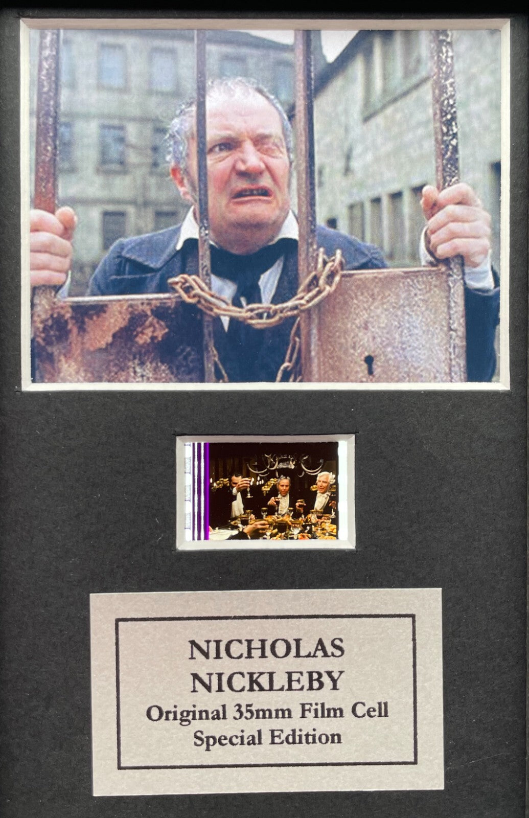 Handmade display featuring original Mini film cells for a NICHOLAS NICKLEBY fan