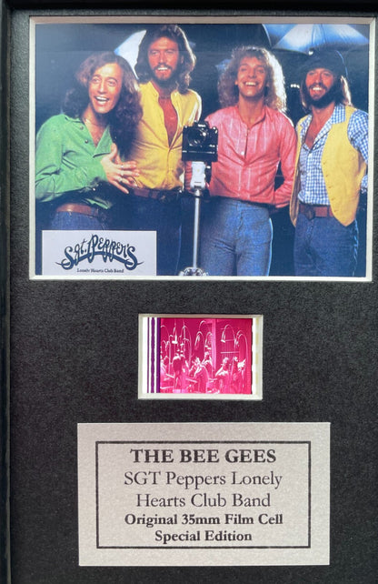 Hand crafted display featuring original Mini 35mm film cells for a BEE GEES fan