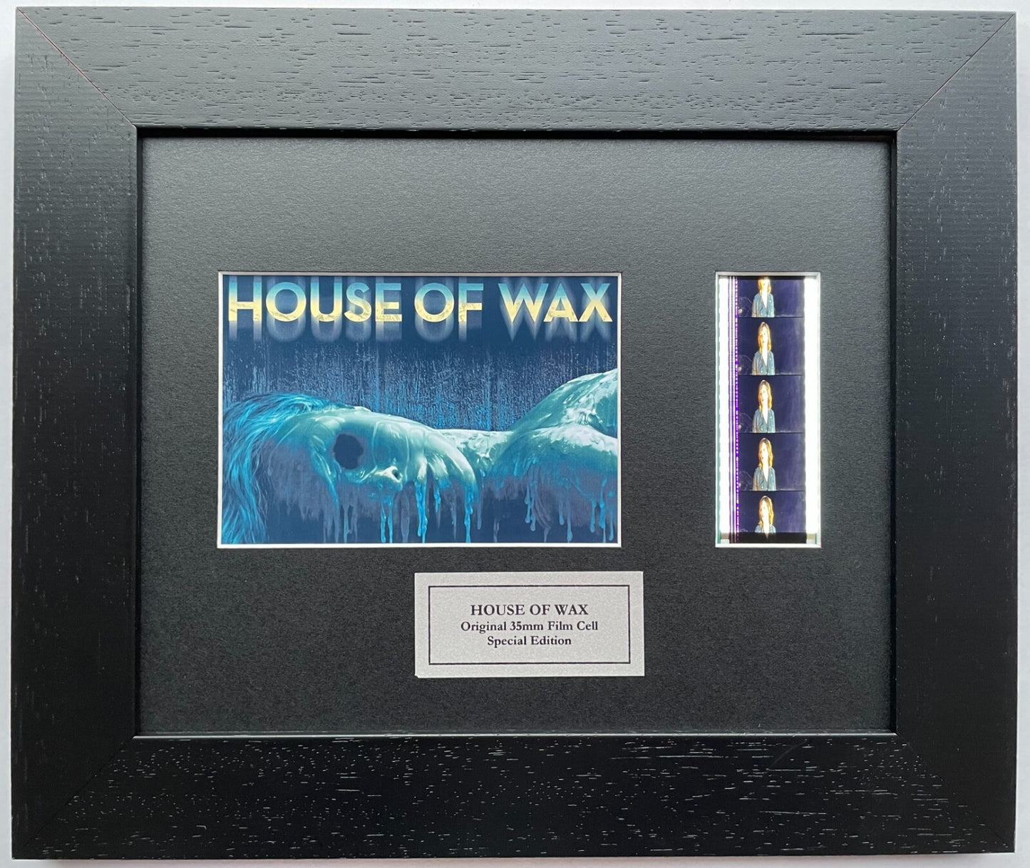 Handmade display featuring original 35mm film cells for a HOUSE of WAX fan